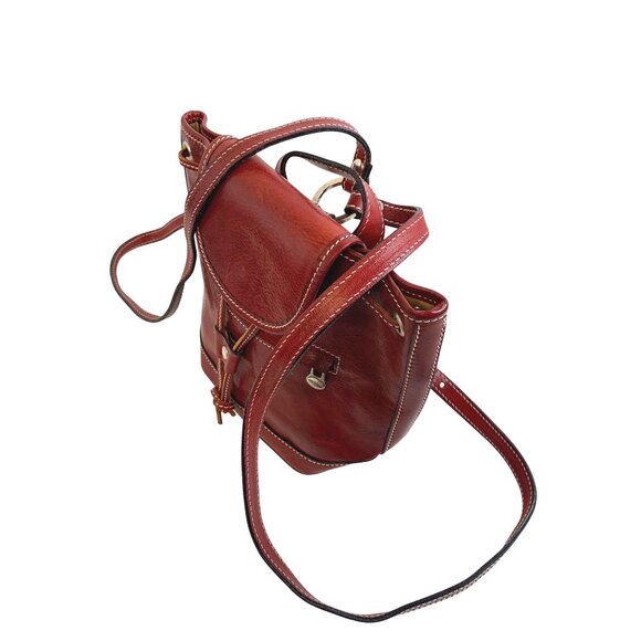 Handmade Italian Red Leather Backpack Purse Medium Bag Natural Leather Italy main image 16
